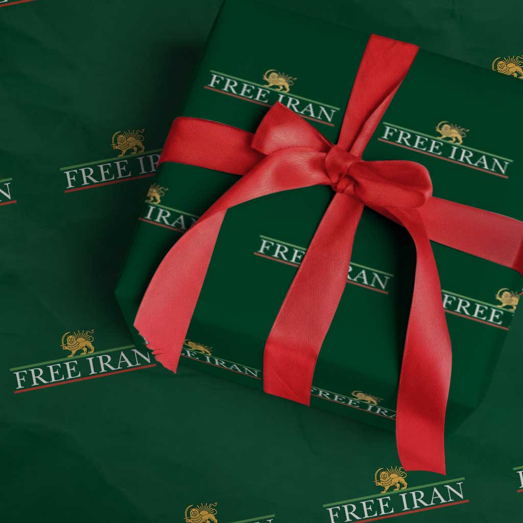 Free Iran Lion And Sun Graphic Wrapping Paper Roll Iranian Freedom Supporters TS02 Green Print Your Wear