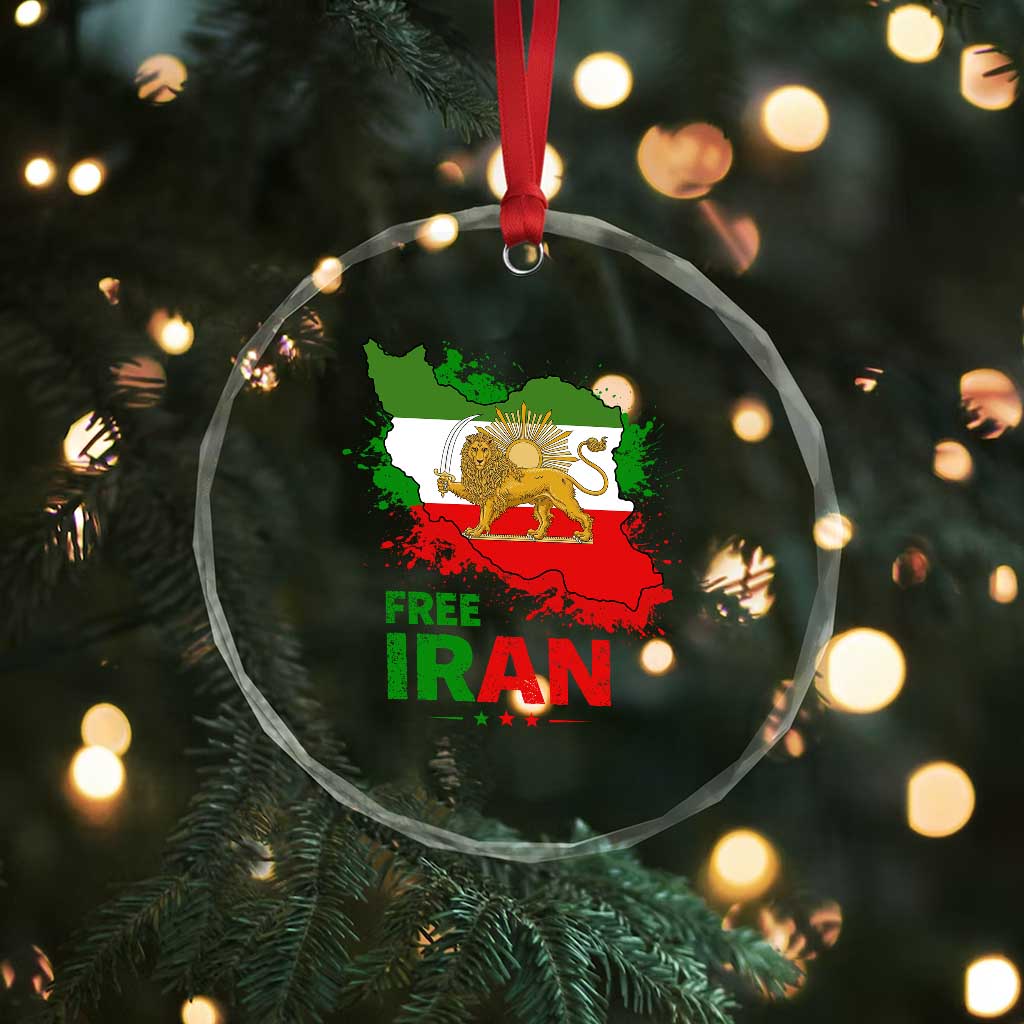 Free Iran Lion And Sun Map Graphic Crystal Glass Ornament Persian Heritage Freedom Support TS02 Print Your Wear
