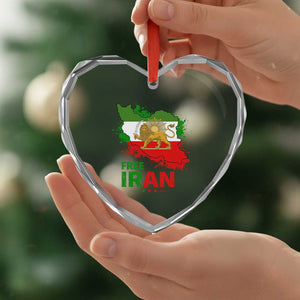 Free Iran Lion And Sun Map Graphic Heart Crystal Glass Ornament Persian Heritage Freedom Support TS02 Print Your Wear