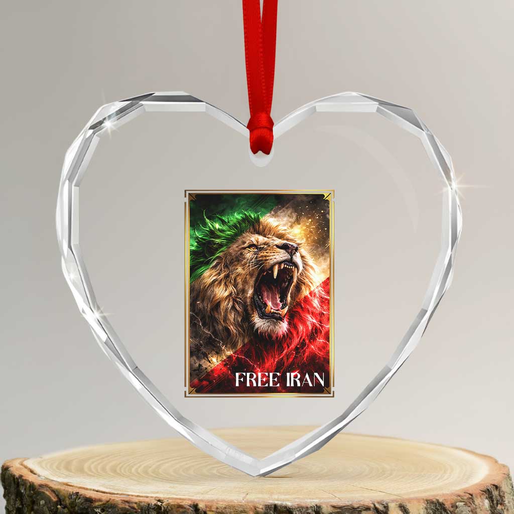 Free Iran Lion Heart Crystal Glass Ornament Freedom Resistance Solidarity Movement Gift TS12 Transparent Glass 3'' Heart Print Your Wear