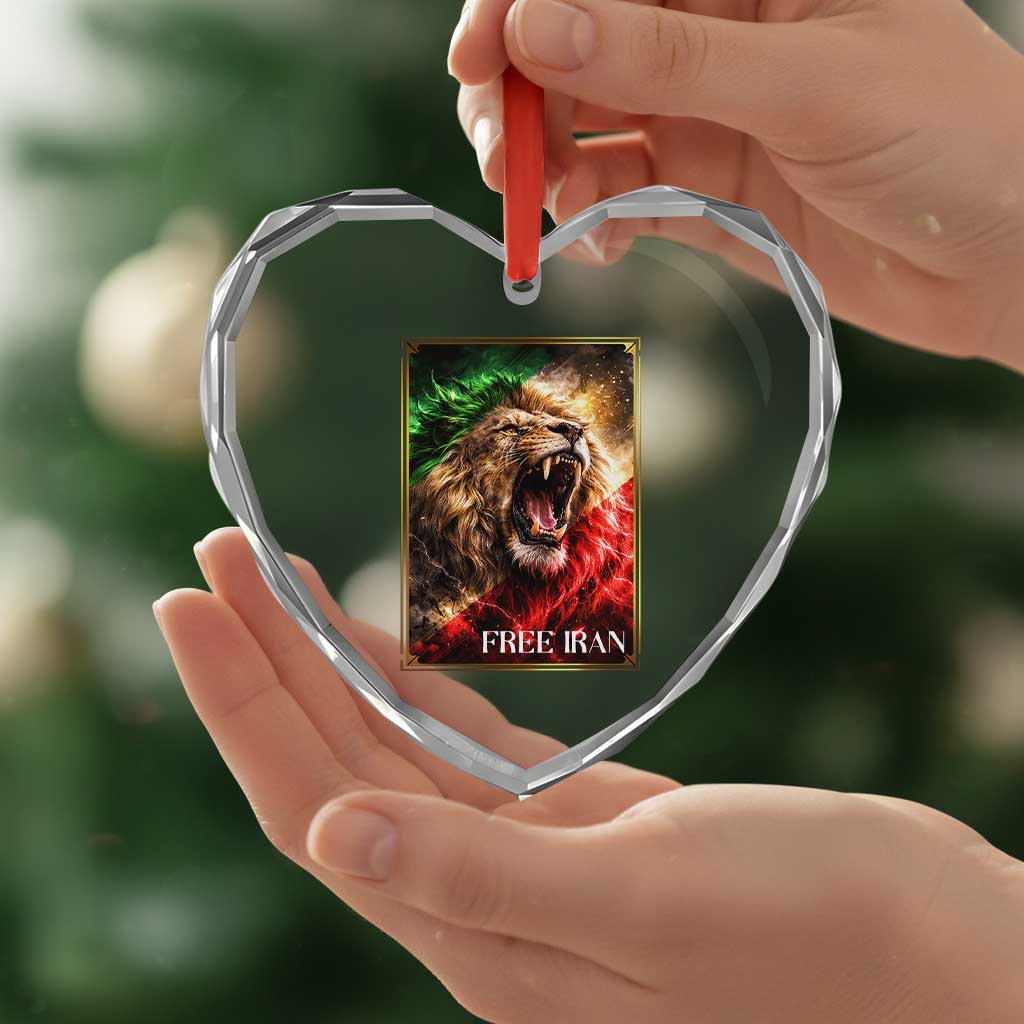 Free Iran Lion Heart Crystal Glass Ornament Freedom Resistance Solidarity Movement Gift TS12 Print Your Wear