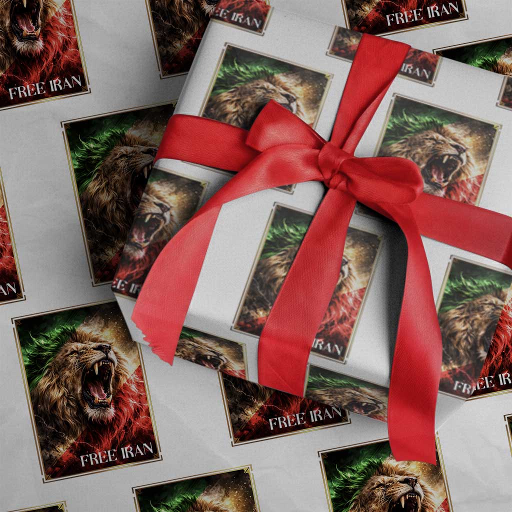 Free Iran Lion Wrapping Paper Roll Freedom Resistance Solidarity Movement Gift TS12 White Print Your Wear