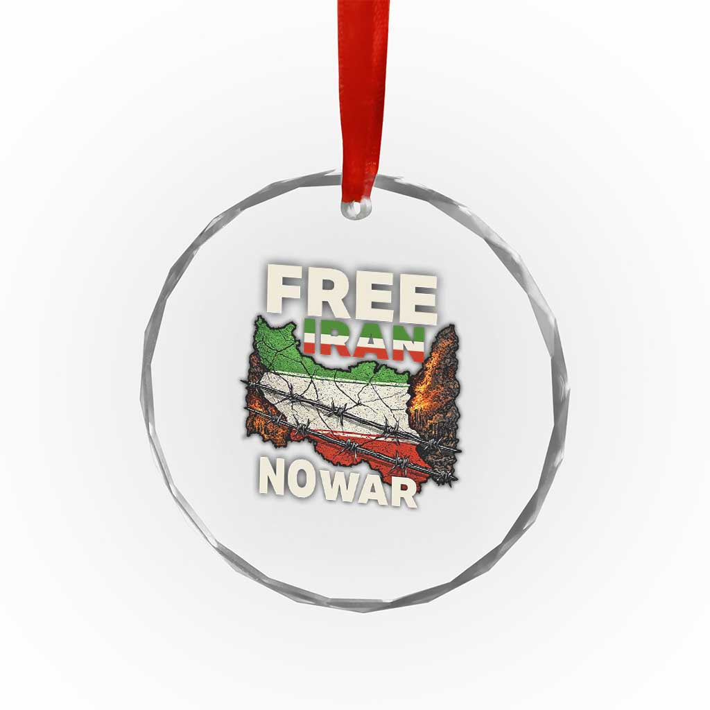 Free Iran No War Protest Graphic Crystal Glass Ornament Barbed Wire Freedom Human Rights Solidarity TS02 Print Your Wear