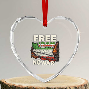 Free Iran No War Protest Graphic Heart Crystal Glass Ornament Barbed Wire Freedom Human Rights Solidarity TS02 Transparent Glass 3'' Heart Print Your Wear