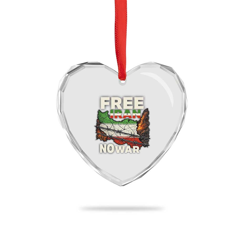 Free Iran No War Protest Graphic Heart Crystal Glass Ornament Barbed Wire Freedom Human Rights Solidarity TS02 Print Your Wear