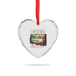 Free Iran No War Protest Graphic Heart Crystal Glass Ornament Barbed Wire Freedom Human Rights Solidarity TS02 Print Your Wear