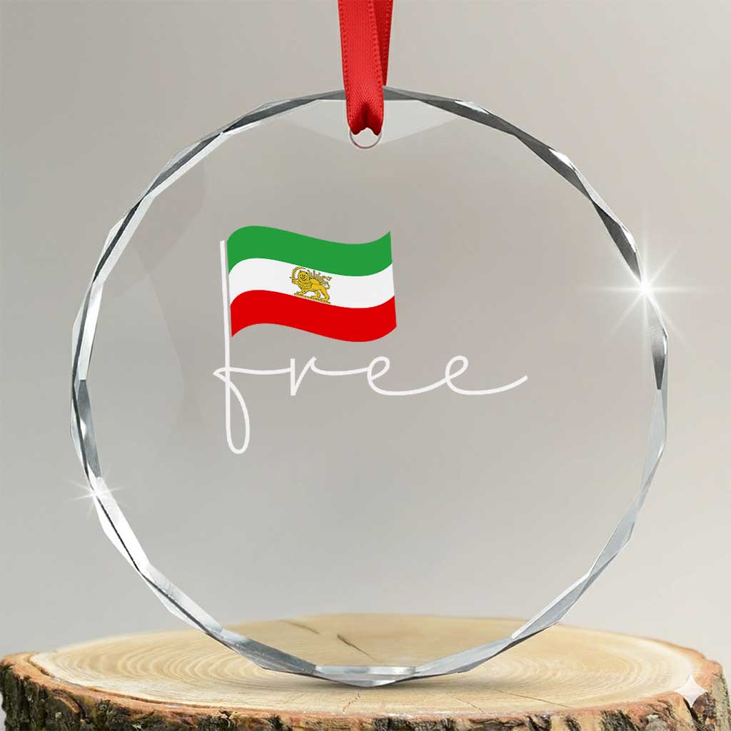 Free Iran Persian Flag Crystal Glass Ornament Iranian Freedom Supporters Revolution TS02 Transparent Glass 3'' Circle Print Your Wear