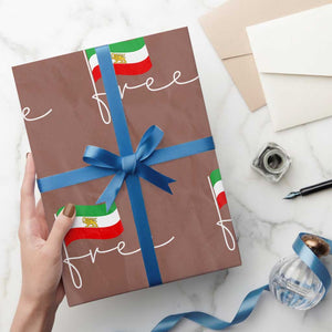 Free Iran Persian Flag Wrapping Paper Roll Iranian Freedom Supporters Revolution TS02 Mocha Print Your Wear