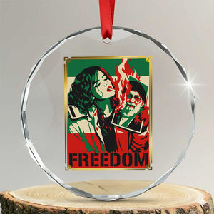 Free Iran Protest Crystal Glass Ornament Support Women Life Freedom Statement TS11 Transparent Glass 3'' Circle Print Your Wear