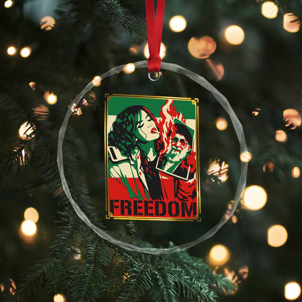 Free Iran Protest Crystal Glass Ornament Support Women Life Freedom Statement TS11 Print Your Wear