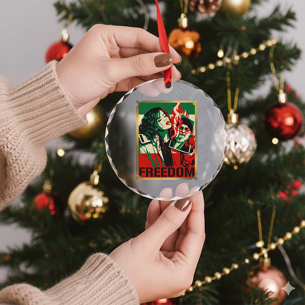 Free Iran Protest Crystal Glass Ornament Support Women Life Freedom Statement TS11 Print Your Wear