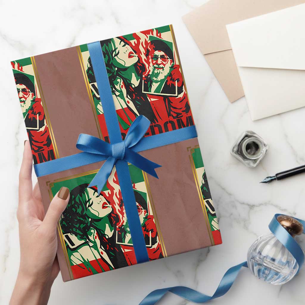 Free Iran Protest Wrapping Paper Roll Support Women Life Freedom Statement TS11 Mocha Print Your Wear