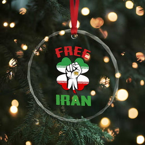 Free Iran Raised Fist and Persian Flag Clover Crystal Glass Ornament Lion and Sun Freedom Fighter Iranian Revolution TS02 Print Your Wear