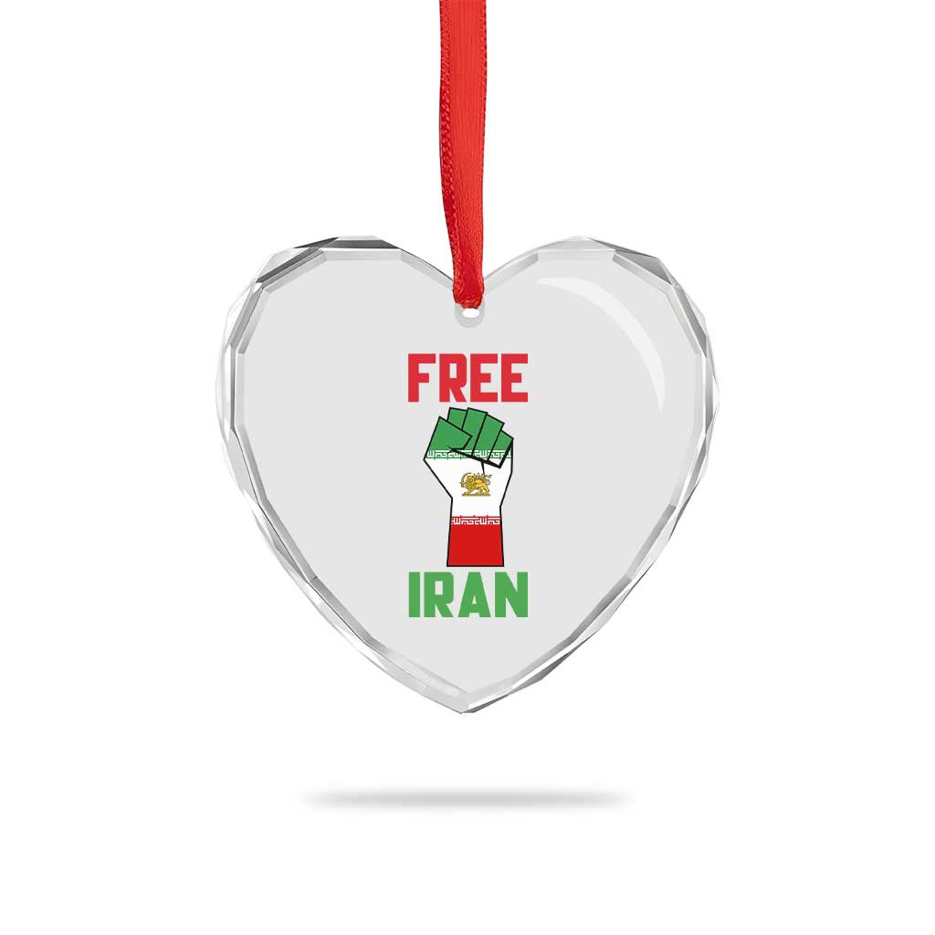 Free Iran Raised Fist Heart Crystal Glass Ornament Persian Flag Lion and Sun Emblem Iranian Revolution TS02 Print Your Wear