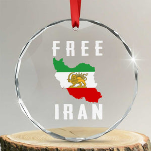 Free Iran Revolution 2026 Crystal Glass Ornament Sun and Lion Flag Iranian Freedom Justice TS02 Transparent Glass 3'' Circle Print Your Wear
