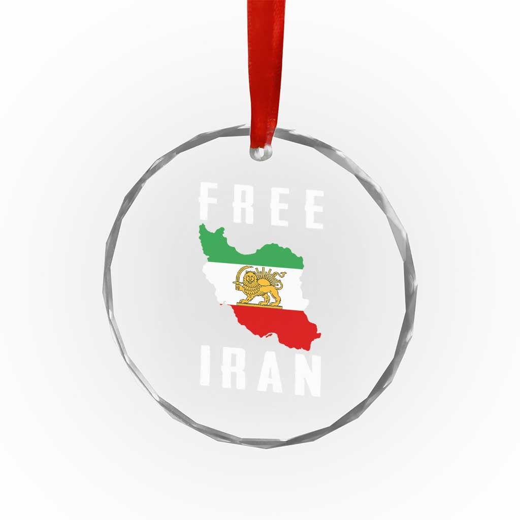 Free Iran Revolution 2026 Crystal Glass Ornament Sun and Lion Flag Iranian Freedom Justice TS02 Print Your Wear