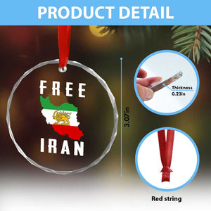 Free Iran Revolution 2026 Crystal Glass Ornament Sun and Lion Flag Iranian Freedom Justice TS02 Print Your Wear
