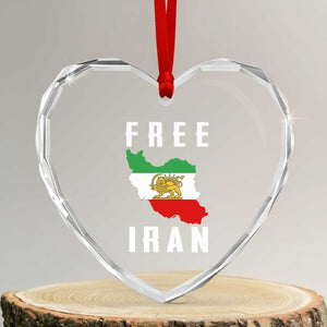 Free Iran Revolution 2026 Heart Crystal Glass Ornament Sun and Lion Flag Iranian Freedom Justice TS02 Transparent Glass 3'' Heart Print Your Wear
