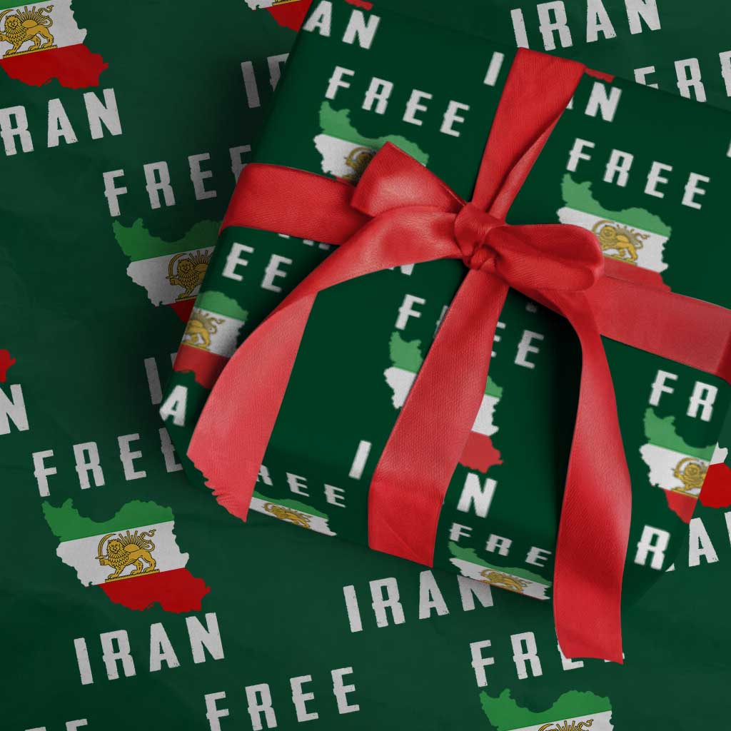 Free Iran Revolution 2026 Wrapping Paper Roll Sun and Lion Flag Iranian Freedom Justice TS02 Green Print Your Wear