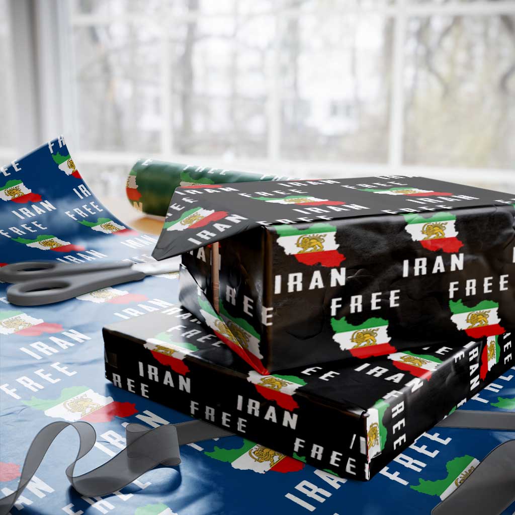 Free Iran Revolution 2026 Wrapping Paper Roll Sun and Lion Flag Iranian Freedom Justice TS02 Black Print Your Wear
