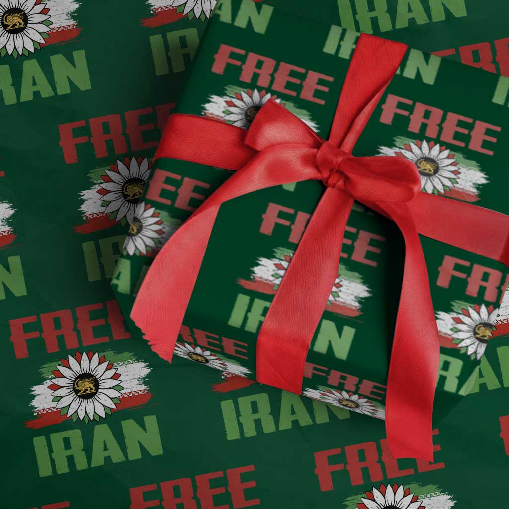 Free Iran Sunflower Wrapping Paper Roll Persian Flag Lion and Su Iranian Revolution Freedom Supporters TS02 Green Print Your Wear