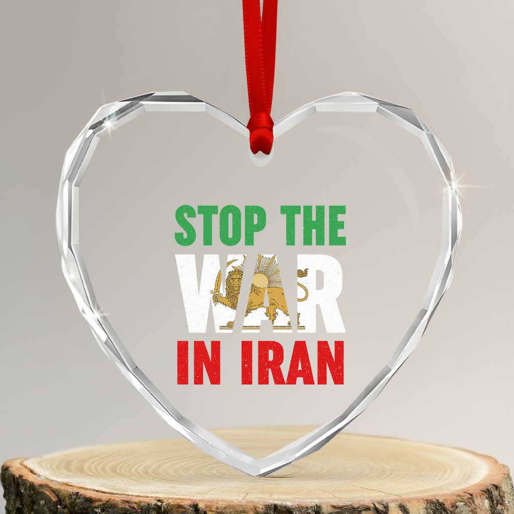 Free Iran Support Iranian MIGA Heart Crystal Glass Ornament Stop The War In Iran TS14 Transparent Glass 3'' Heart Print Your Wear