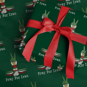 Free Iran Support Wrapping Paper Roll Pray For Iran TS14 Green Print Your Wear
