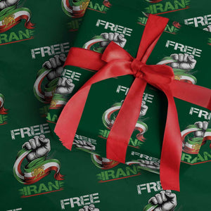Free Iran Wrapping Paper Roll Iran Lion Sun Flag Fist TS10 Green Print Your Wear