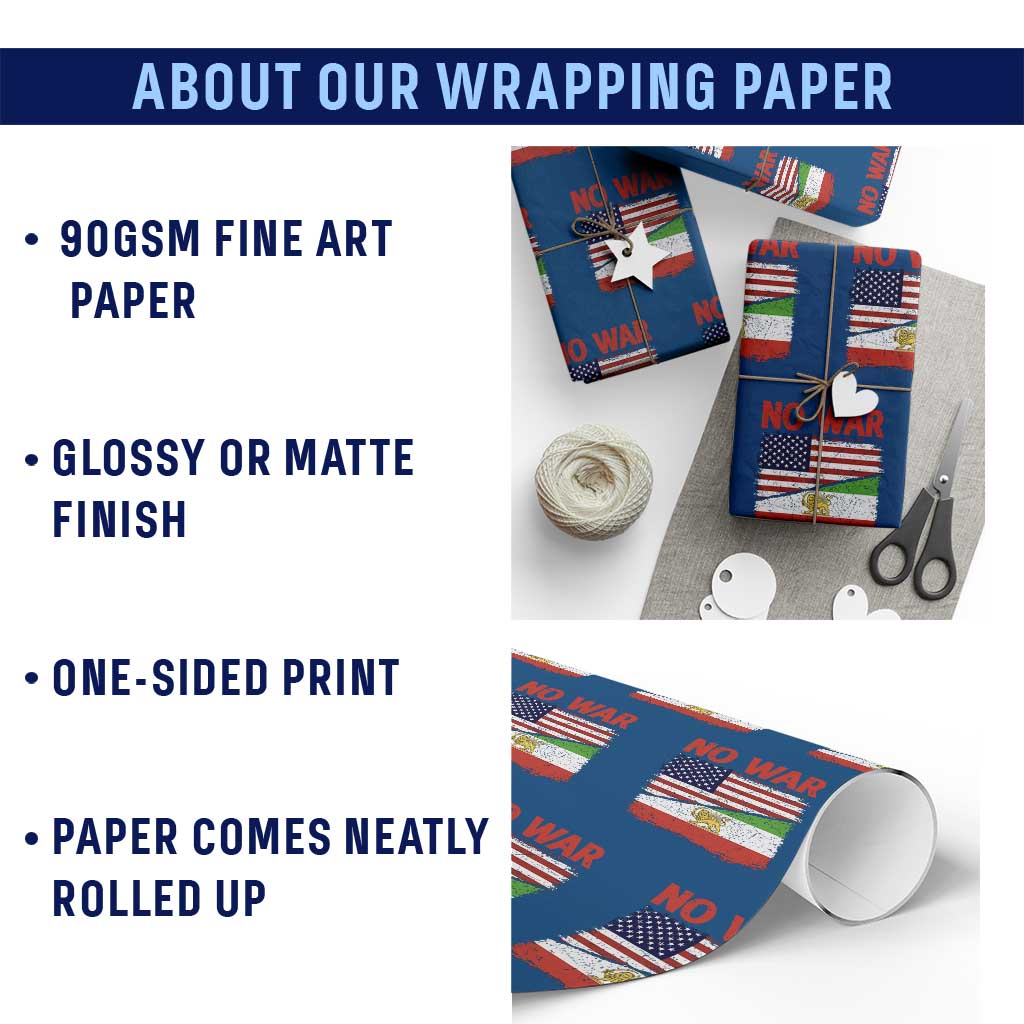 Free Iran Wrapping Paper Roll No War Peace American Iran Unity TS14 Print Your Wear