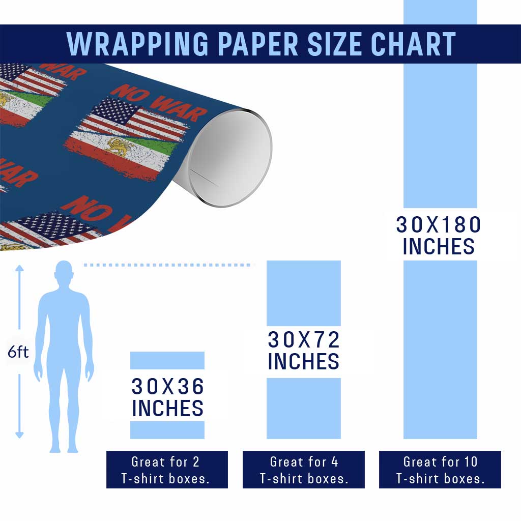 Free Iran Wrapping Paper Roll No War Peace American Iran Unity TS14 Print Your Wear