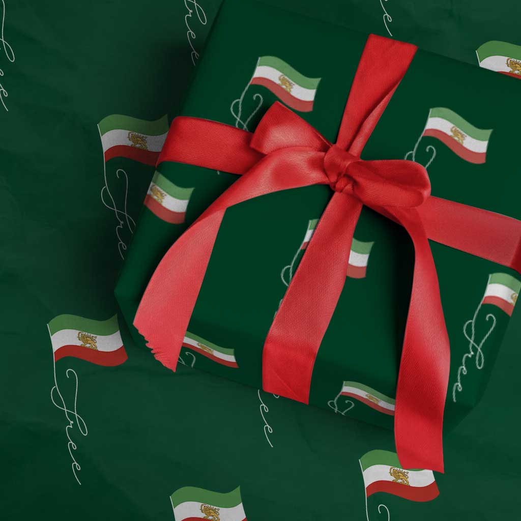 Free Iran Wrapping Paper Roll Patriotic Iranian Lion and Sun Flag TS11 Green Print Your Wear