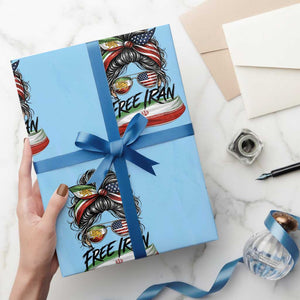 Free Iran Wrapping Paper Roll Persian American Pride Lion Sun Flag Messy Bun TS10 Light Blue Print Your Wear