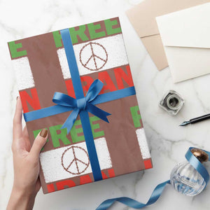 Free Iran Wrapping Paper Roll Stop War Barbed Wire Peace Sign TS11 Mocha Print Your Wear