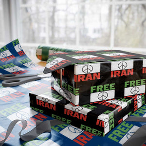 Free Iran Wrapping Paper Roll Stop War Barbed Wire Peace Sign TS11 Black Print Your Wear