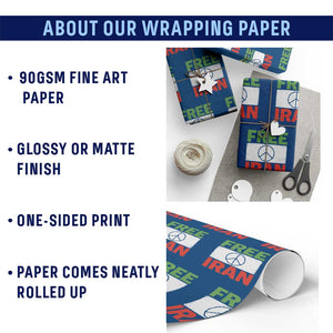 Free Iran Wrapping Paper Roll Stop War Barbed Wire Peace Sign TS11 Print Your Wear