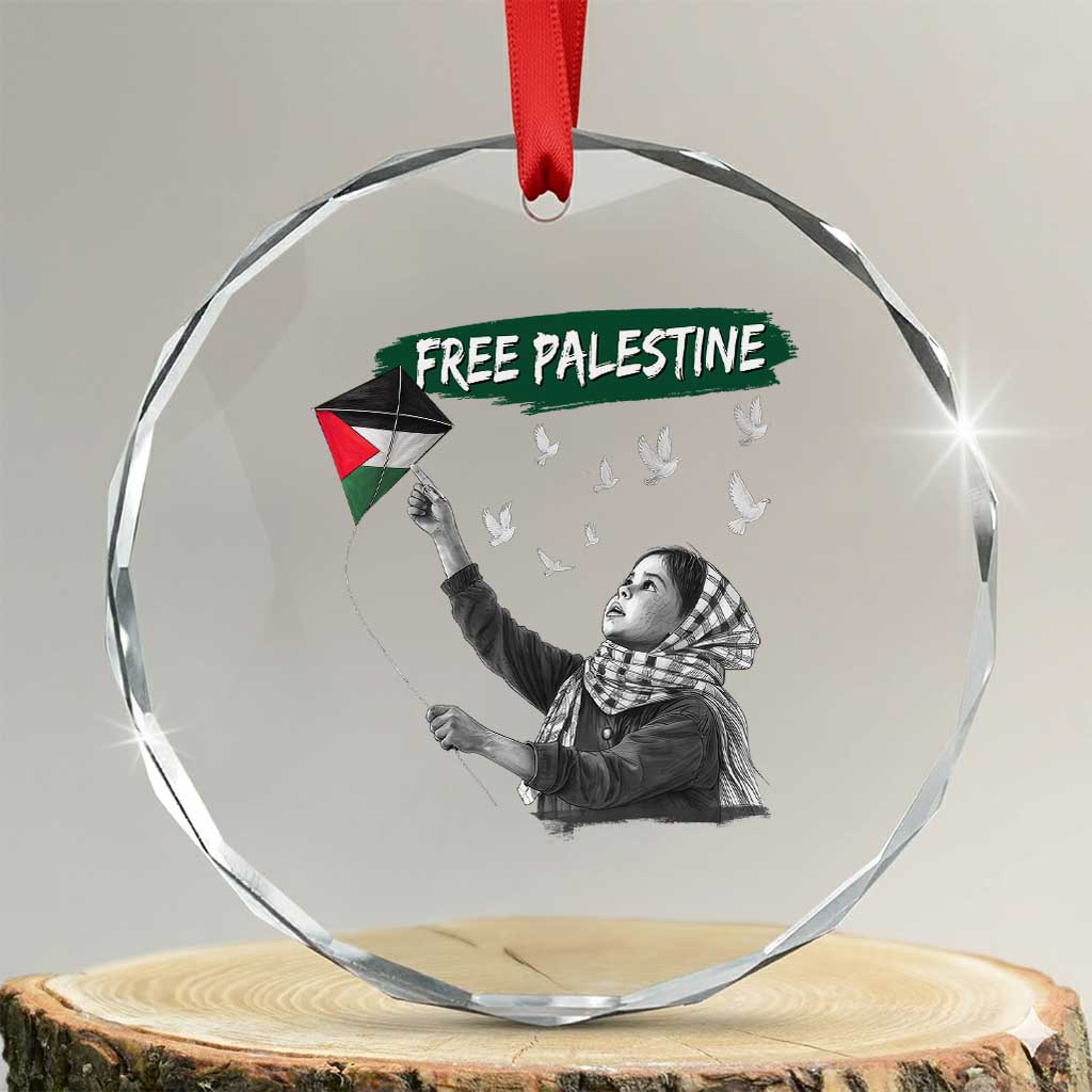 Free Palestine Crystal Glass Ornament Gaza Palestinian Flag TS10 Transparent Glass 3'' Circle Print Your Wear