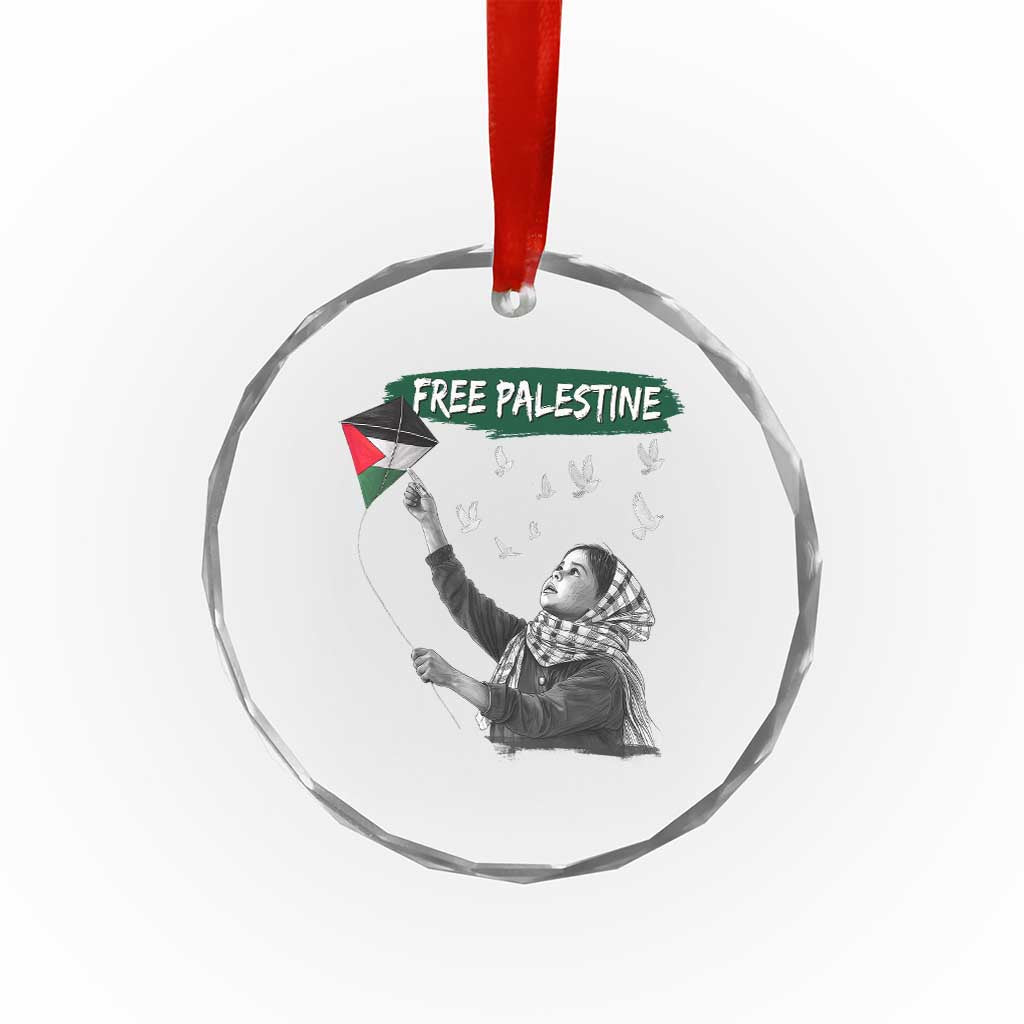 Free Palestine Crystal Glass Ornament Gaza Palestinian Flag TS10 Transparent Glass 3'' Circle Print Your Wear