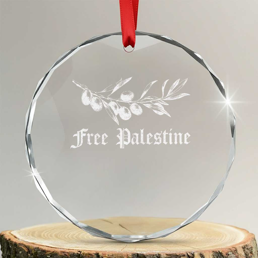 Free Palestine Crystal Glass Ornament Palestinian Olives Fruits TS10 Transparent Glass 3'' Circle Print Your Wear