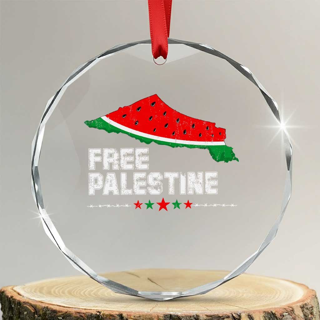 Free Palestine Crystal Glass Ornament Watermelon Map TS10 Transparent Glass 3'' Circle Print Your Wear