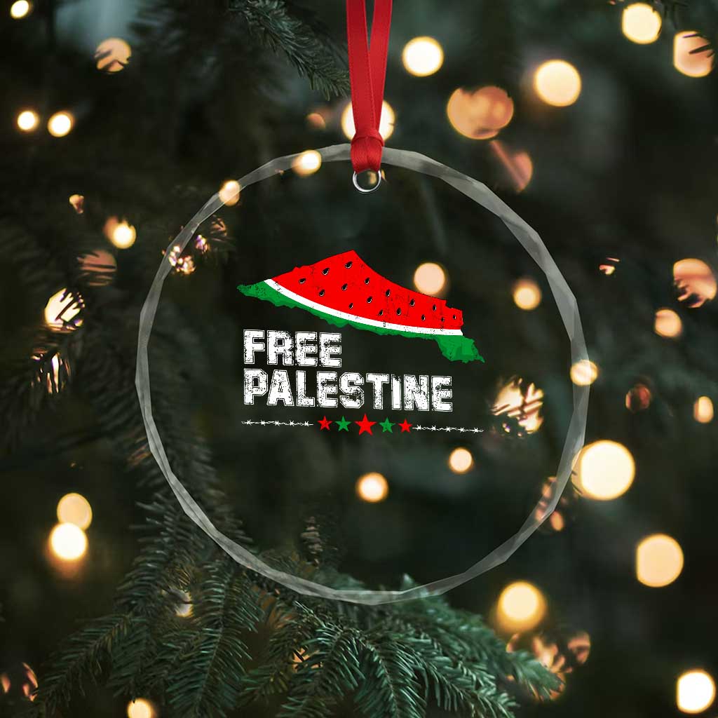 Free Palestine Crystal Glass Ornament Watermelon Map TS10 Print Your Wear