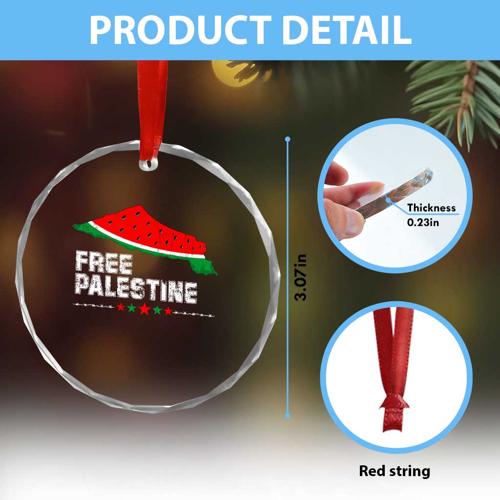 Free Palestine Crystal Glass Ornament Watermelon Map TS10 Print Your Wear