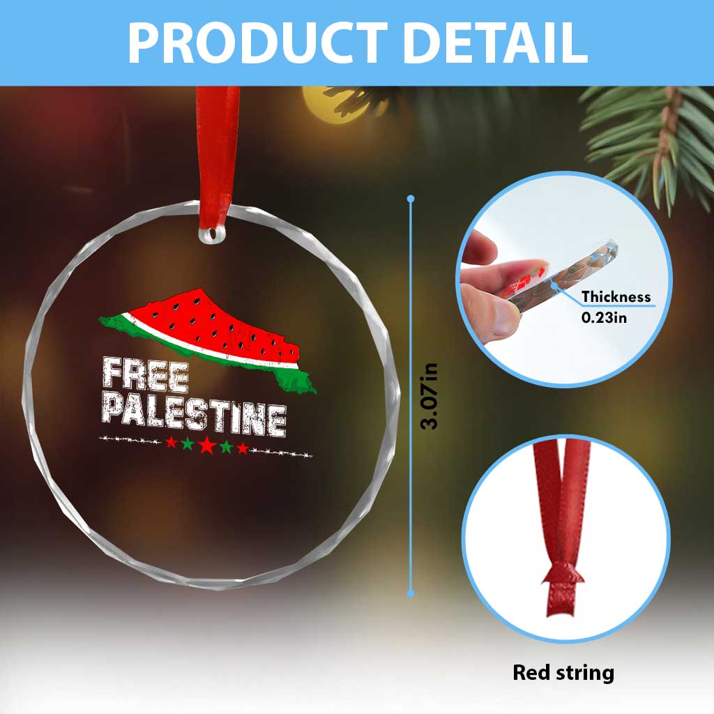 Free Palestine Crystal Glass Ornament Watermelon Map TS10 Print Your Wear