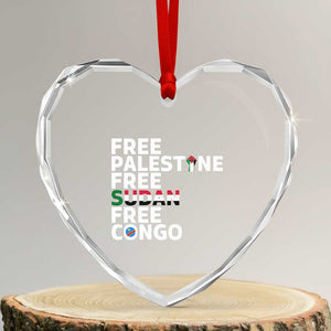 Free Palestine Sudan Congo Heart Crystal Glass Ornament Human Rights Activist Justice and Solidarity TS02 Transparent Glass 3'' Heart Print Your Wear