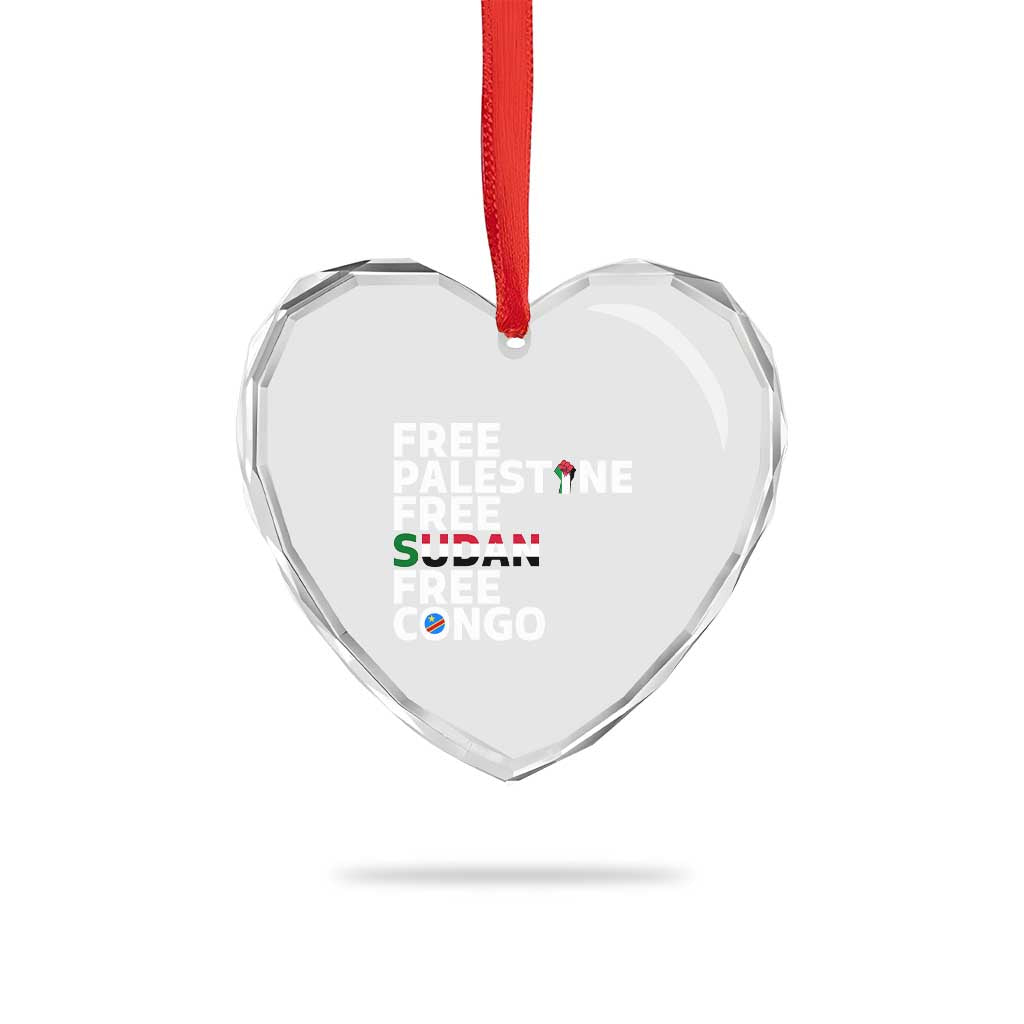 Free Palestine Sudan Congo Heart Crystal Glass Ornament Human Rights Activist Justice and Solidarity TS02 Print Your Wear