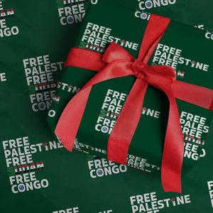 Free Palestine Sudan Congo Wrapping Paper Roll Human Rights Activist Justice and Solidarity TS02 Green Print Your Wear