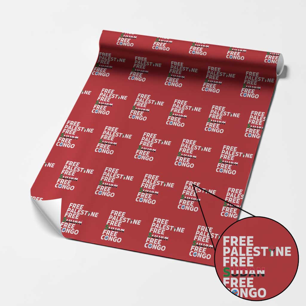 Free Palestine Sudan Congo Wrapping Paper Roll Human Rights Activist Justice and Solidarity TS02 Red Print Your Wear
