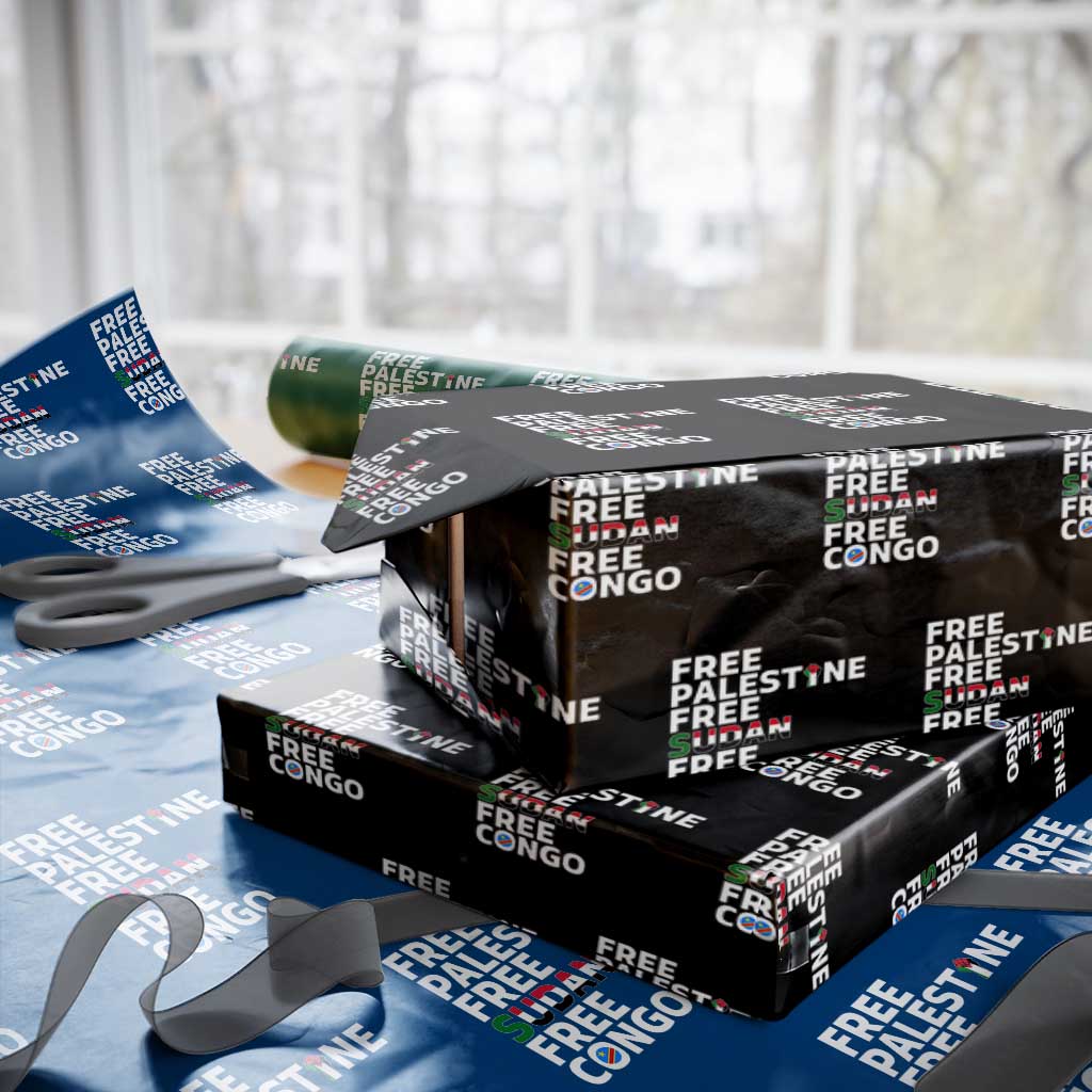 Free Palestine Sudan Congo Wrapping Paper Roll Human Rights Activist Justice and Solidarity TS02 Black Print Your Wear