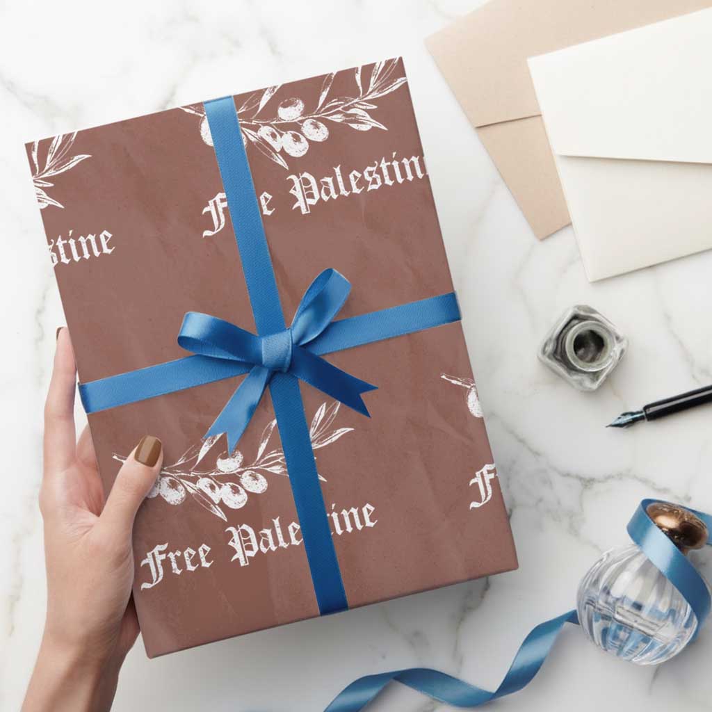 Free Palestine Wrapping Paper Roll Palestinian Olives Fruits TS10 Mocha Print Your Wear