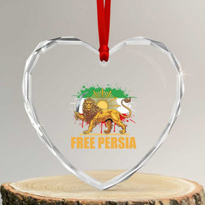 Free Persian Heart Crystal Glass Ornament Iran Flag Lion And Sun Persian Pride Iranian Protests TS11 Transparent Glass 3'' Heart Print Your Wear