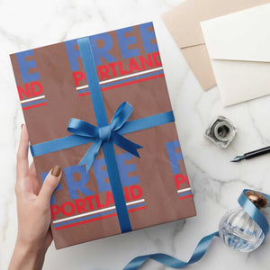Free Portland Bold Patriotic Wrapping Paper Roll Red White and Blue Protest Statement TS02 Mocha Print Your Wear
